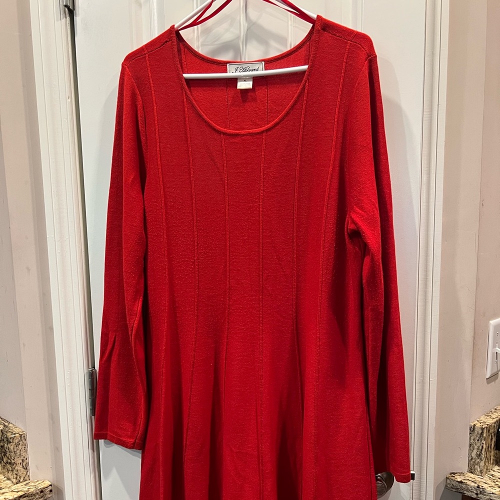 J Howard Red Sweater Knit Dress Sz XL